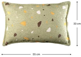 Cuscino per divano da bambini verde con rivestimento in bouclé e ciniglia Terrazzo Bolster – Wigiwama