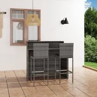 Set Bar da Giardino 3 pz con Cuscini Grigio 3064882