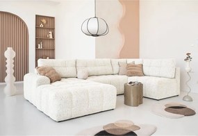 Divano angolare componibile color crema allungabile/con contenitore (con penisola a destra) Lulu – Miuform