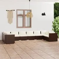 Set Divani da Giardino 10 pz con Cuscini in Polyrattan Marrone 3101986