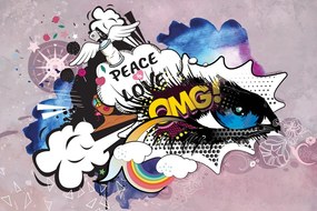 Carta da parati – Occhio graffiti blu