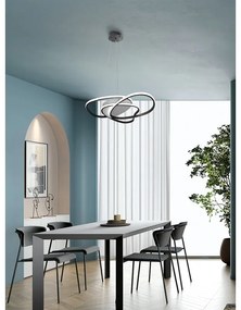 Lampadario Design Rachel LED nero, bianco, in alluminio, D. 60 cm, 3 luci, 3300 LM, NOVECENTO