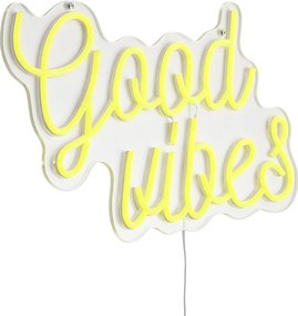 Lampada da parete al neon gialla con LED - Good Vibes