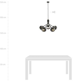 Lampadario Contemporaneo Orione Acciaio Nero 5 Luci E14 Ip20