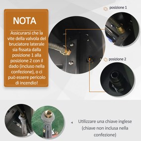 Barbecue a Gas GPL 7 Fuochi 135x50x100 cm con Fornello Laterale Nero...
