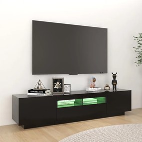 Mobile porta tv con luci led nero 180x35x40 cm