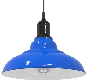 Lampada A Sospensione Regolabile E27 Blu Scuro Ø31 Cm Metallo /