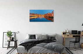 Stampa quadro su tela Italia River Bridges Buildings Night 100x50 cm