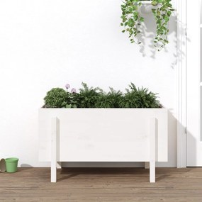 Fioriera Rialzata Da Giardino Bianca 101x50x57 Cm Massello Pino /