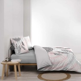 Biancheria da letto in cotone bianco e rosa per letto matrimoniale 200x200 cm Namaste - douceur d'intérieur
