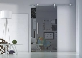Porta scorrevole Riflective in alluminio nero, L 96 x H 215 cm, con binario Lux Destra