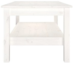 Tavolino da Salotto Bianco 80x50x40 cm Legno Massello di Pino