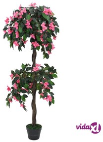 vidaXL Pianta Artificiale di Rododendro con Vaso 155 cm Verde e Rosa