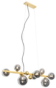 Lampadario Art Déco oro con vetro fumé 8 luci - DAVID