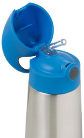 Bottiglia termica con cannuccia 350 ml – blu/grigio