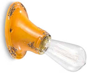Applique Vintage Senza Diffusore Ceramica Giallo 1 Luce E27