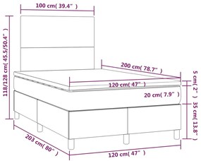 Giroletto a Molle con Materasso Marrone Scuro 120x200cm Tessuto