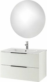 Mobile bagno sospeso BALI 80 cm Bianco Nordico e specchio retroilluminato LED