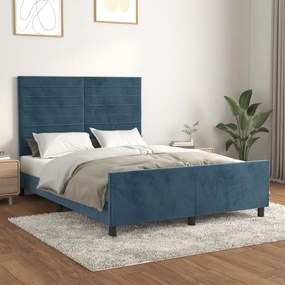 Giroletto Senza Materasso Blu Scuro 140x190 Cm İn Velluto /