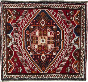 Shiraz Tappeto 70 x 60 Rosso (Iran) Annodato A Mano