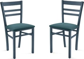 Sedia imbottita in tessuto Blu e sruttura in legno HOLLY 2 sedie