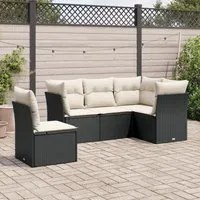 Set Divani da Giardino 5 pz con Cuscini in Polyrattan Nero 3249475