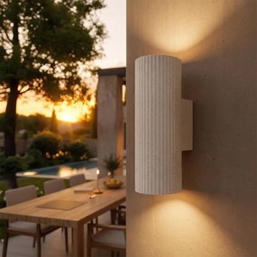 Applique Cilindrica in Cemento Chiaro Rigato GU10 IP65 - NOVILUMIO