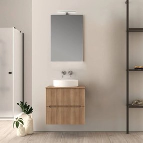 Mobile da bagno cannettato 60 cm sospeso rovere tabacco Palermo