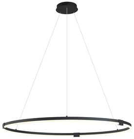 Lampada a sospensione di design nera 120 cm con LED dimmerabile a 3 livelli - Anello