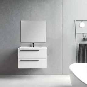Mobile bagno con lavabo L 80 x H 55 x P 45 cm bianco opaco 2 cassetti per vasca centrale Mia