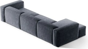 Divano angolare blu polveroso (con penisola a sinistra/con chaise lounge) con rivestimento in velluto a coste Bergamo – Cosmopolitan Design