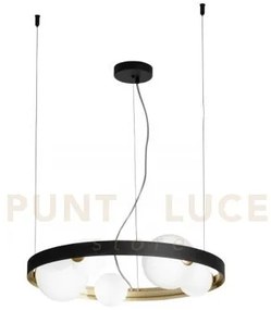 Lampadario a sospensione sonetto nera e oro 5 luci attacco g9 55x12...