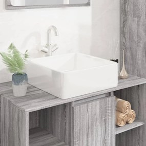 Lavandino Bianco 37x37x13 Cm İn Ceramica Quadrato /