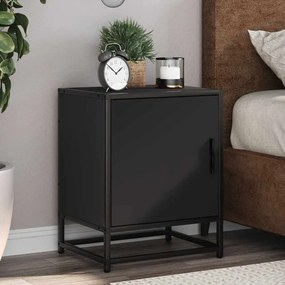 Comodino Nero 40x31x50 Cm Legno Multistrato E Metallo /