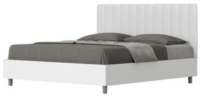 Letto Matrimoniale 160x190 cm struttura bianco frassino testata Kai - Bianco,Similpelle,Con rete