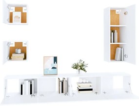 Set di mobili porta tv 5 pz bianco in legno multistrato