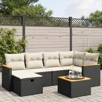 Set Divani da Giardino con Cuscini 7pz Nero Polyrattan 3265305