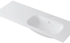 Lavabo a incasso rettangolare vasca a destra L 120.5 x H 15 x P 46 cm in resina bianco lucido