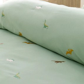 Biancheria da letto singola per bambini 135x200 cm Embroidered Dinosaur - Catherine Lansfield