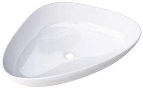 Lavabo da appoggio Bergamo SANYCCES rettangolare piletta non inclusa in ceramica L 59 x H 14 x P 39 cm bianco lucido piletta non inclusa