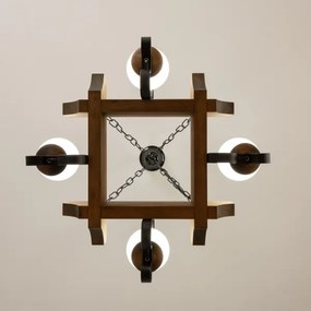 Brilagi - Lampadario a sospensione con catena QUEEN 4xE14/40W/230V faggio