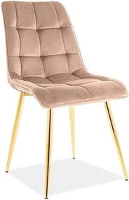 Sedia chic in velluto beige/oro Blu28