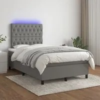 Letto a Molle Materasso e LED Grigio Scuro 120x200cm in Tessuto cod mxl 63045