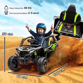 Macchina Elettrica per Bambini 3-5 Anni 12V con Licenza Kawasaki Doppio Motore Telecomando e Musica Nero...