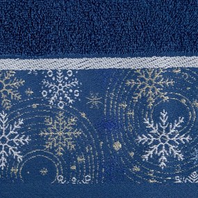 Asciugamano in cotone blu con ricamo natalizio Larghezza: 70 cm | Lunghezza: 140 cm