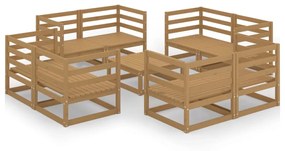 Set divani da giardino 9 pz miele in legno massello di pino