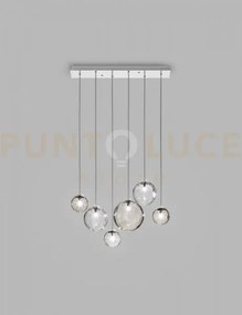 Puppet sospensione l6 multicolore 3 cromo lucido 6 luci attacco g9