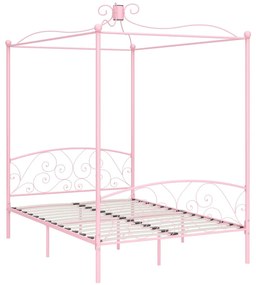 Letto a baldacchino rosa in metallo 140x200 cm