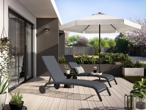 Ombrellone a palo centrale grigio Avea NATERIAL con telo esagonale bianco L 296 x P 296 x H 247 cm