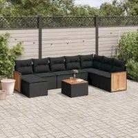 Set Divani da Giardino 9 pz con Cuscini Nero in Polyrattancod mxl 89375